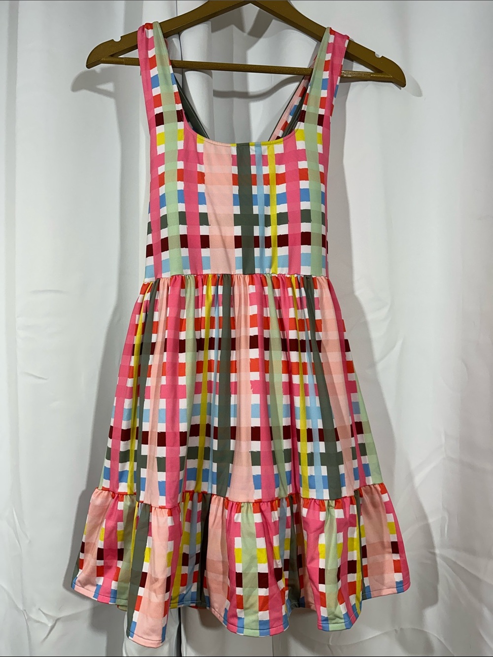 Crosby by Mollie Burch Swim Dress Size One Piece Colorful Plaid Skirted Swimsuit